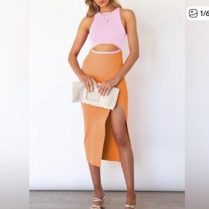 Elegant Orange Two-Toned Dress